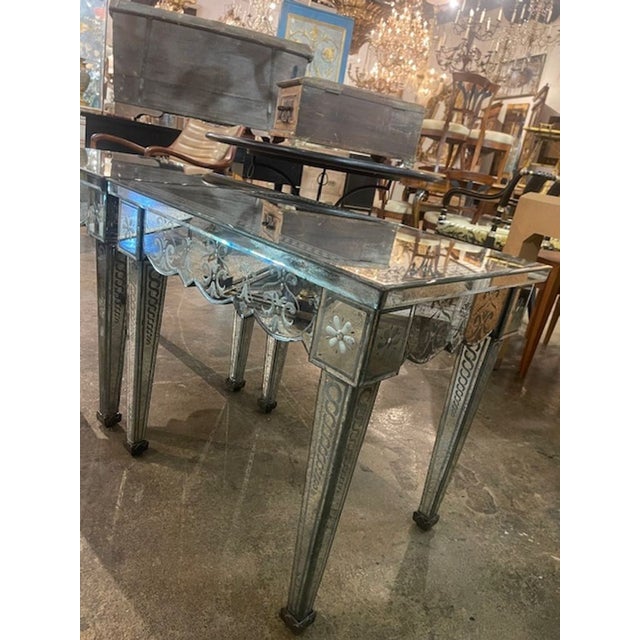 Pair of Vintage Venetian Etched Mirror Side Tables For Sale - Image 10 of 10