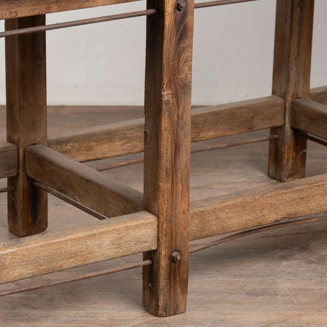 19th Century Long Rustic Work Console Table Kitchen Island For Sale - Image 11 of 14