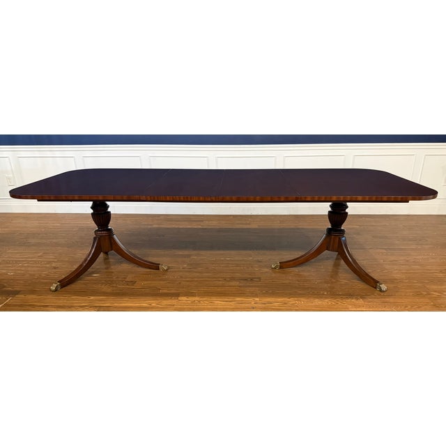 Traditional Georgian Style Mahogany Double Pedestal Dining Table by Leighton Hall - Showroom Sample For Sale In Atlanta - Image 6 of 16
