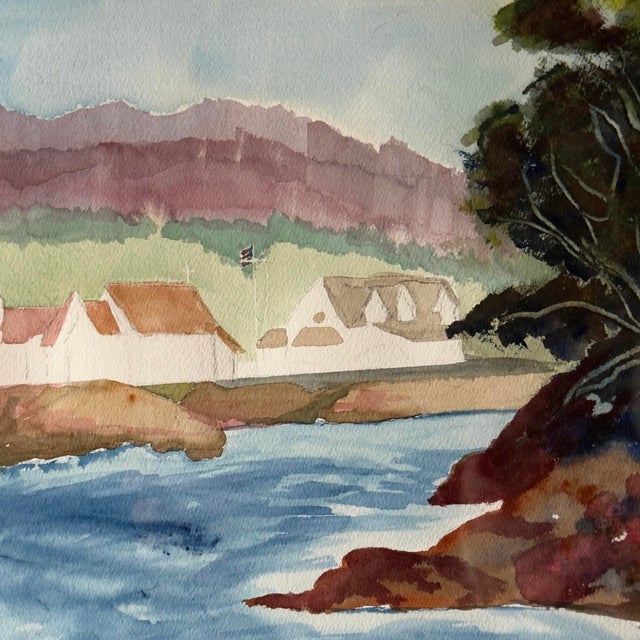 Late 20th Century Framed Original Landscape Watercolor Painting For Sale - Image 5 of 6