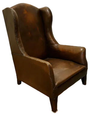 Art Deco French Wing Back Chair in Dark Brown Leather, 1920s