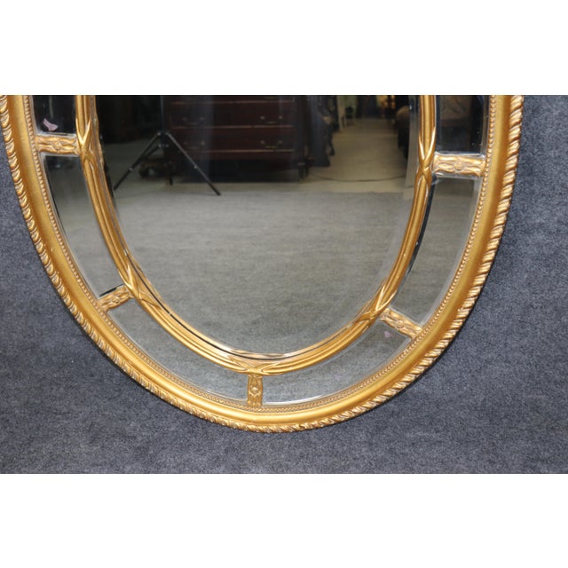 Pair of Beveled Glass Oval Neoclassical Style Gilded Mirrors For Sale In Philadelphia - Image 6 of 9