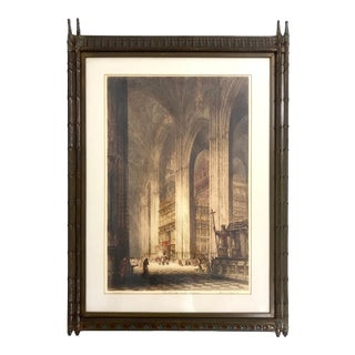 1911 Gothic "Seville Cathedral Transept" Framed Etching, Pencil Signed Henry C Brewer & Alphege Brewer For Sale