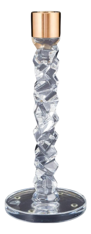 Candleholder in Clear Crystal with Faceted Sculptural Shaft by Erik Höglund for Orrefors, Sweden, 1970s