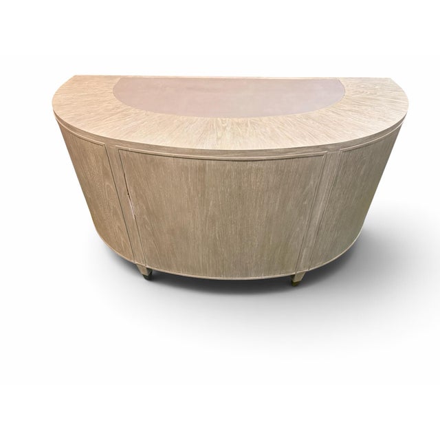 Contemporary Sligh by Lexington "Greystone Dylan" Curved Walnut Demilune Executive Desk For Sale - Image 3 of 12