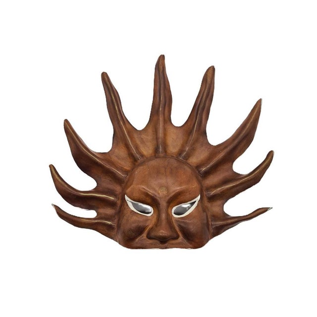 Wall Mask Sun in Brown Leather, 1970s For Sale - Image 11 of 11