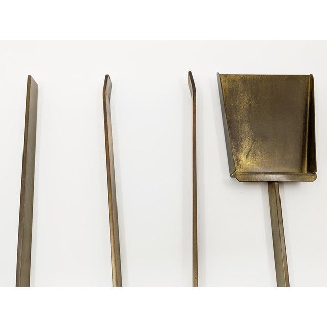 Gold Italian Brushed Brass Fireplace Tools, 1970s For Sale - Image 8 of 15