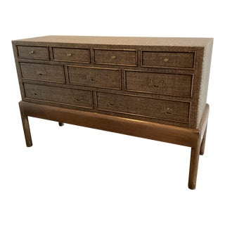 1990s Marge Carson Rattan Credenza For Sale