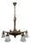 Art Deco French Bronze and Frosted White Glass Six-Light Chandelier, 1920 For Sale