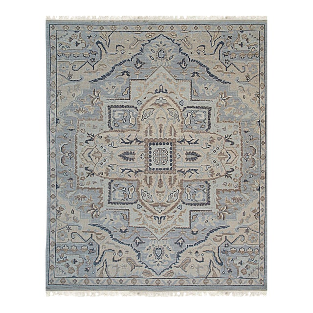 8x10 Unique Comfortable Blue Traditional Medallion Hand Knotted Wool Carpet Rug For Sale