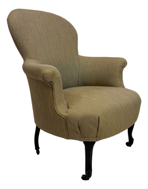 Antique Lounge Chair in Neutral Fabric, 1890s