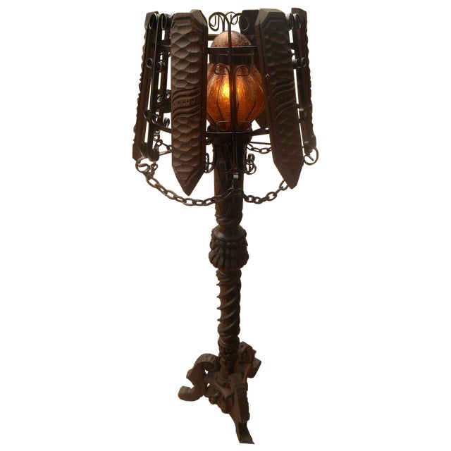 Antique Wrought Iron Barley Twist Floor Lamp | Chairish