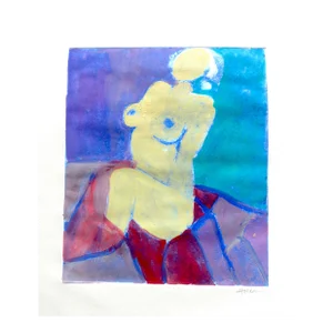 "French Woman" Contemporary Figurative Female Nude Gouache Painting by Martha Holden