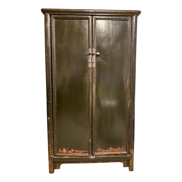 Early 19th Century Chinese Black Lacquered Scholars Cabinet For Sale