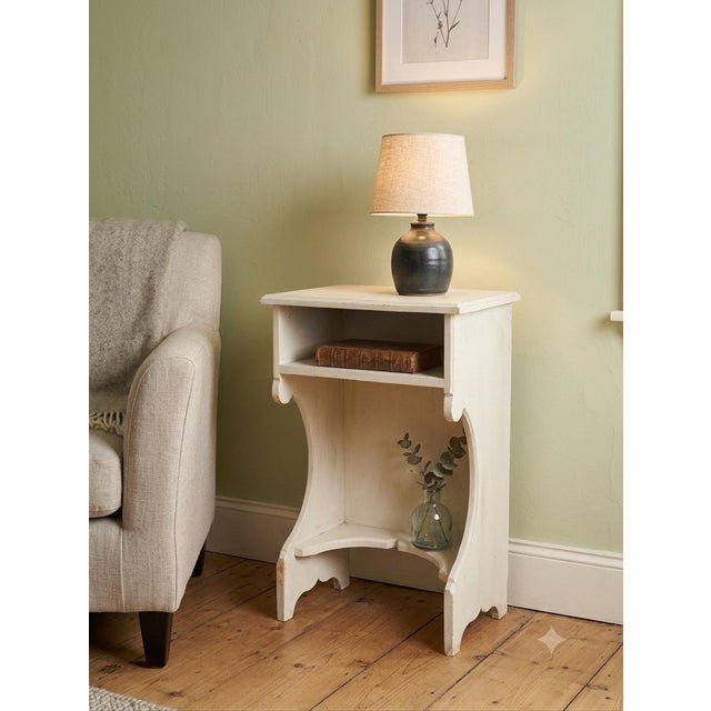 Wood Small Vintage Cream Cubby Side Table For Sale - Image 7 of 9