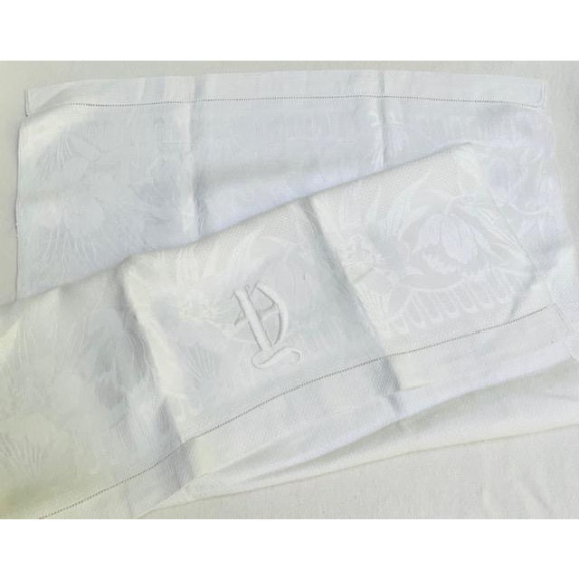 French Linen Damask Hand Towels, Set of 4, Monogrammed, Antique C. 1900 For Sale - Image 17 of 18
