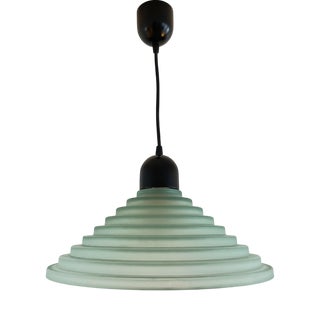 Vintage Aqua Green Honeycomb Glass Pendant Lamp, 1980s For Sale