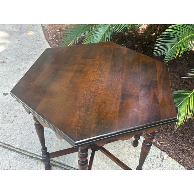 Walnut Jacobean Style Occasional Center Table With Fancy Apron For Sale In Savannah - Image 6 of 12