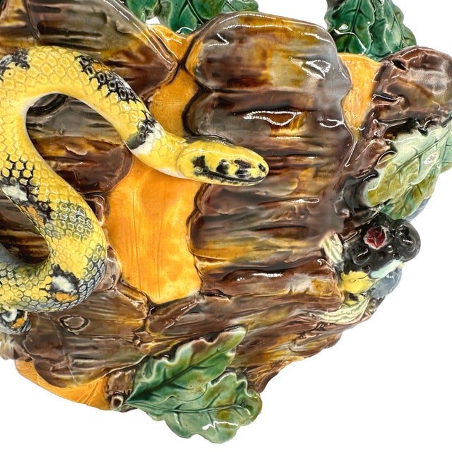 A Thomas Sergent Palissy Ware Majolica Wall Pocket With Snake, French, Ca. 1875 For Sale - Image 4 of 11