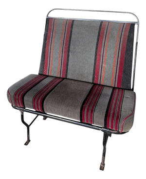 Vintage Industrial Bench with Racing Stripe Upholstery