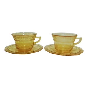 1930s Depression Glass Patrician Amber by Federal Glass- 4 Pieces