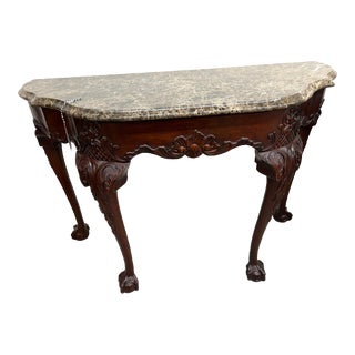 Henkel-Harris Chippendale Mahogany Marble Top Console Table For Sale