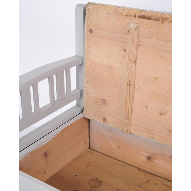 Antique Swedish Bench in Grey Painted Pine, 1860s For Sale - Image 10 of 12