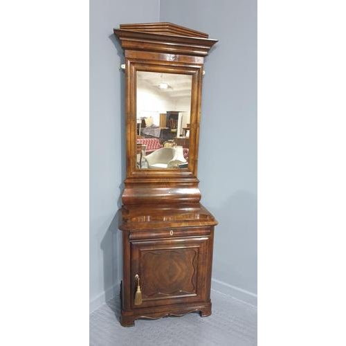 This is a super late 19th Century Biedermeier antique cabinet with single drawer and cupboard with matching pier mirror,...