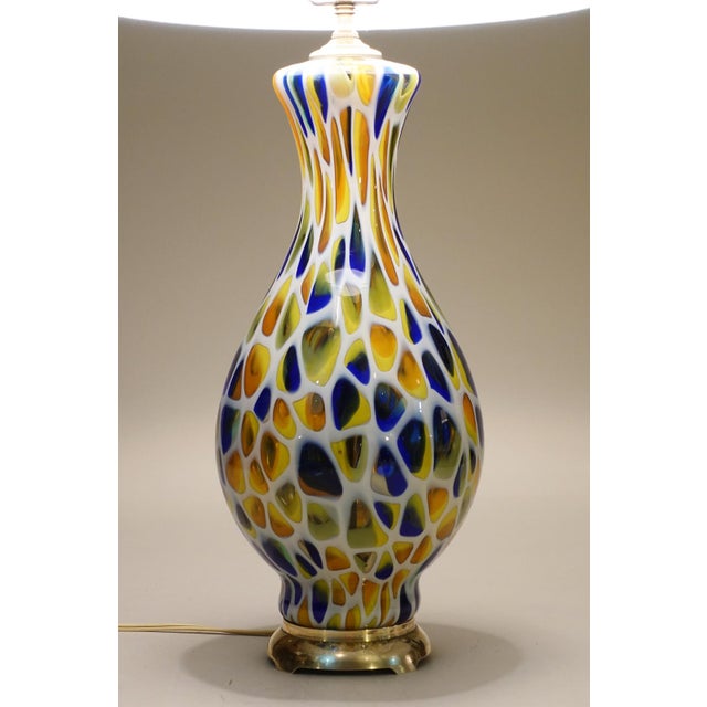 Murano 1960s Rarest Murano Millefiori Mosaic Blown Glass Barovier Toso Italy Art Glass Brass Table Lamp For Sale - Image 4 of 11