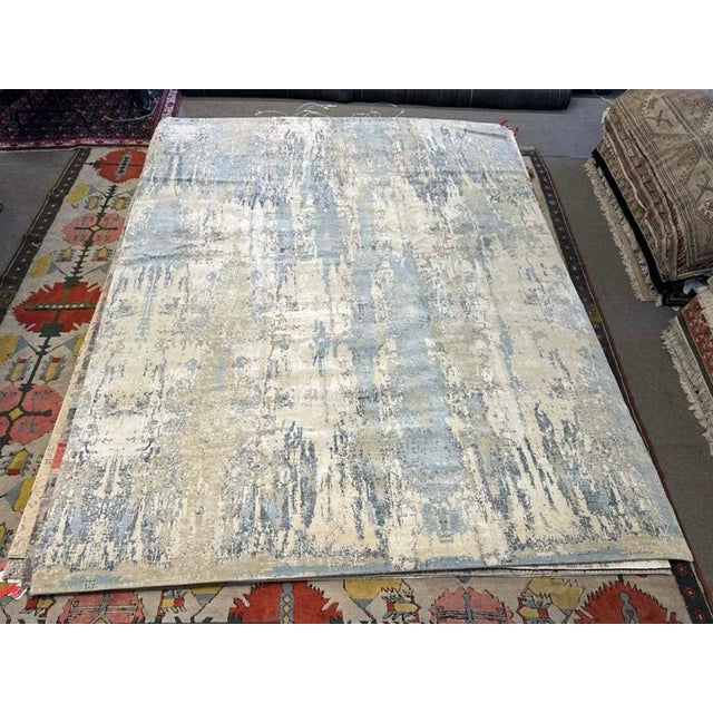 Abstract Contemporary Nepal Rug, Handspun Wool Abstract Design, 10x14 For Sale - Image 3 of 5