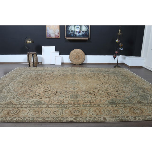1970s Vintage Persian Handknotted Wool Orange Oversize Area Rug For Sale - Image 11 of 11