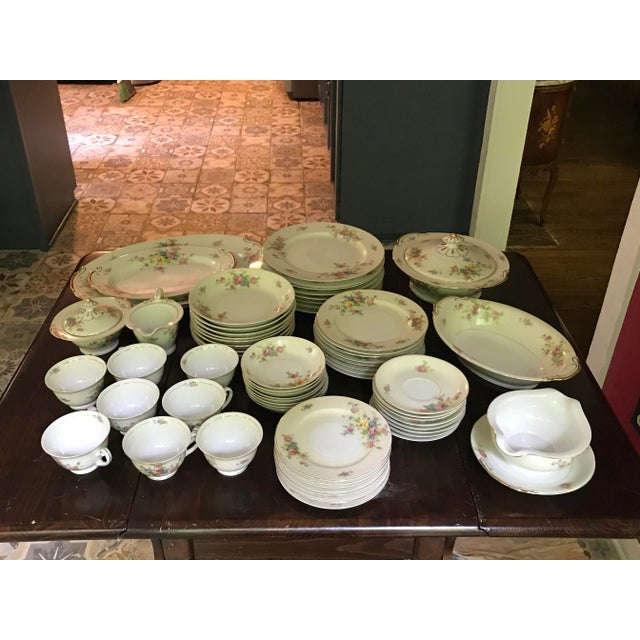 Antique Supreme Lw China , Hand-Painted , Service for 8 - 57 Pieces For Sale - Image 9 of 10