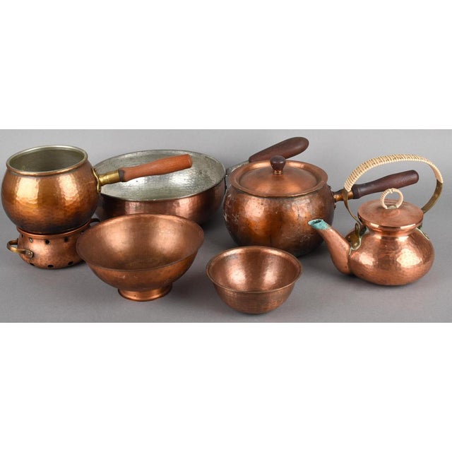 Vintage Art Deco Copper Tea and Coffee Set by Eugen Zint, 1950s, Set of 9 For Sale - Image 4 of 6
