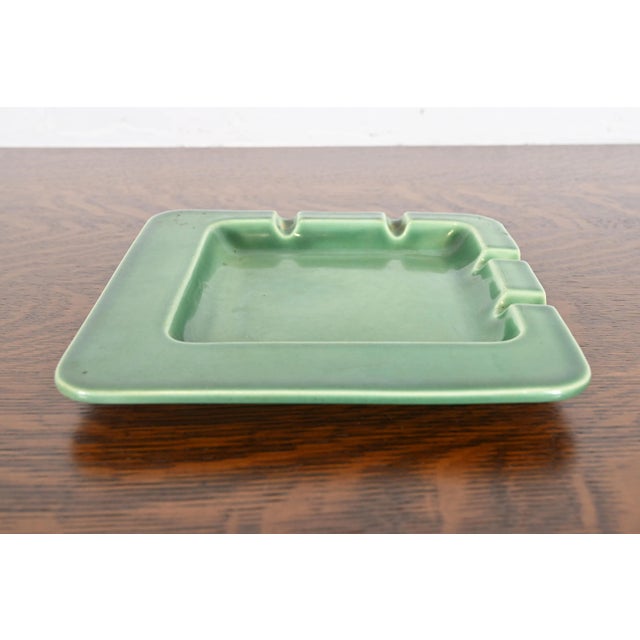 Green Rookwood Pottery Mid-Century Large Glazed Ceramic Ash Tray, 1955 For Sale - Image 8 of 12