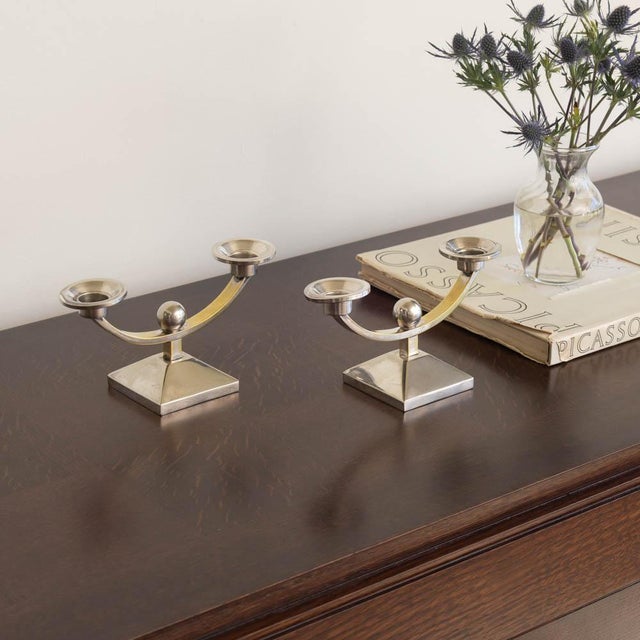 Art Deco 1930s Pair of French Art Deco Candleholders For Sale - Image 3 of 12