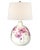 Cream Ceramic Beehive Table Lamps With Pink Magnolia and Linen Weave Accents For Sale - Image 4 of 5