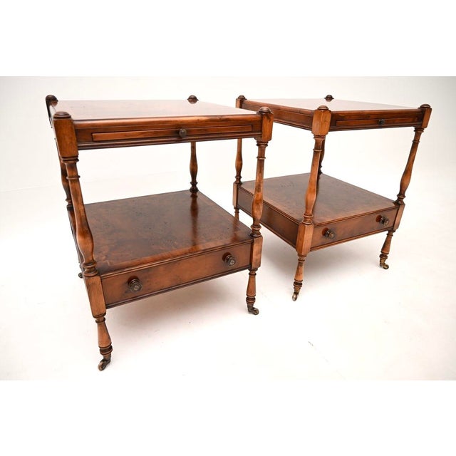 Vintage Georgian Yew Wood Side Tables, 1950, Set of 2 For Sale - Image 9 of 11