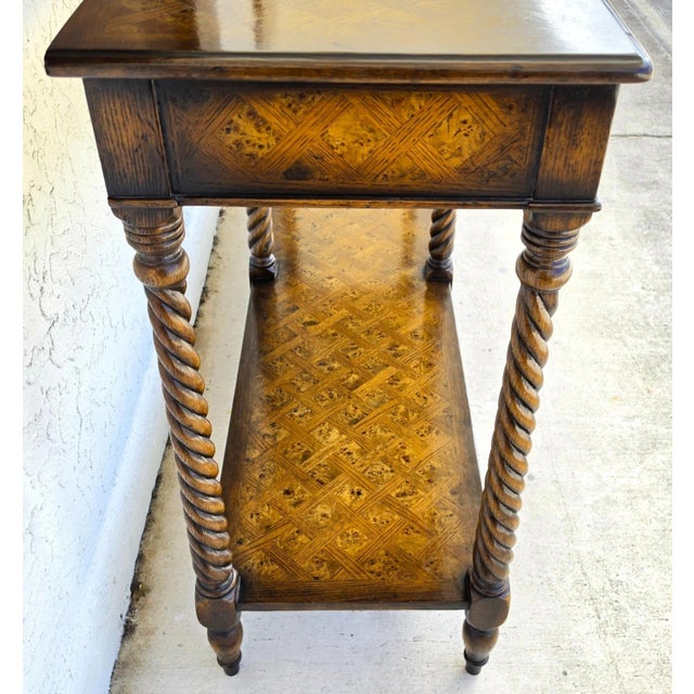 Theodore Alexander Burl Parquetry Console Table With 4 Drawers For Sale - Image 16 of 18