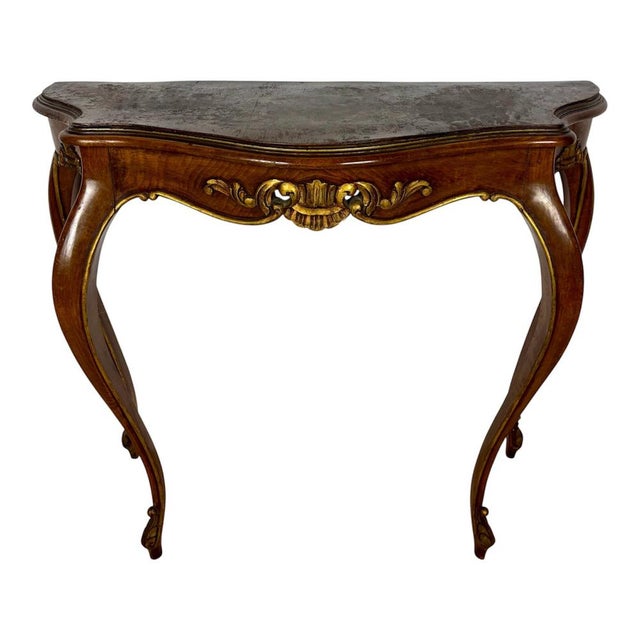 French Louis XV Style Walnut Console Table, 1930s For Sale - Image 13 of 13