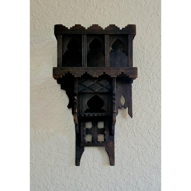 Brown 1990s Vintage Small Size Moroccan Reclaimed Wood Wall Shelf / Berber Style For Sale - Image 8 of 8