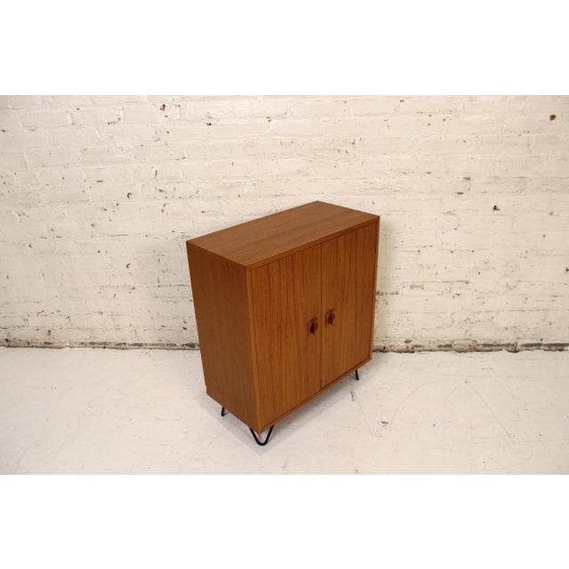 Mid 20th Century Danish Teak Nightstand With Cabinet Doors and Shelf For Sale - Image 4 of 17
