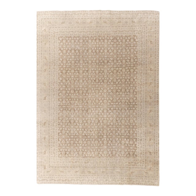 Antique Circa 1910 Tabriz Hand Knotted Wool Rug, Taupe, 11ft X 14ft 10in For Sale