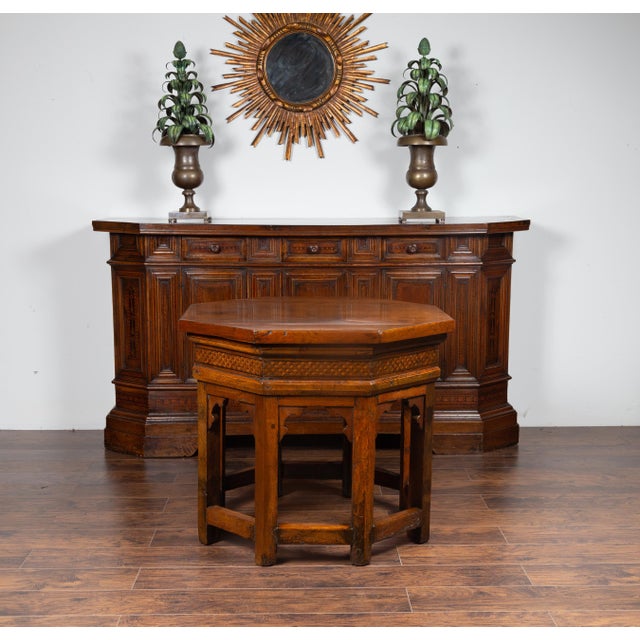 Italian 19th Century Walnut Octagonal Table with Inlaid Trompe-l'Œil Motifs For Sale - Image 11 of 12
