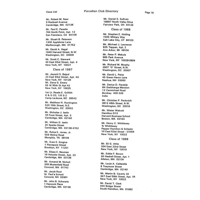 Paper Harvard Porcellian Club 1991 Directory For Sale - Image 7 of 9