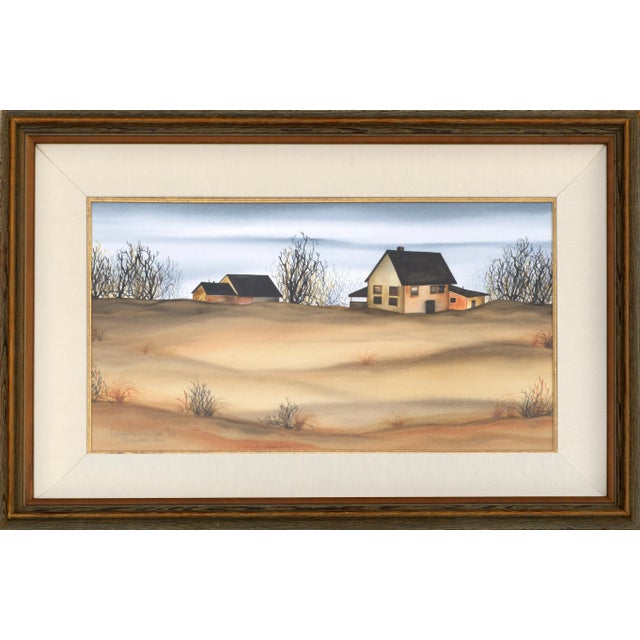 Paper Dessie Wilcox "Sandy Hook Farmhouse" Watercolor Landscape 1994 For Sale - Image 7 of 7