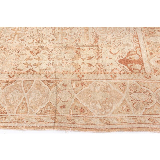 Textile Authentic Indian Amritsar Beige, Brown Handmade Wool Rug For Sale - Image 7 of 8