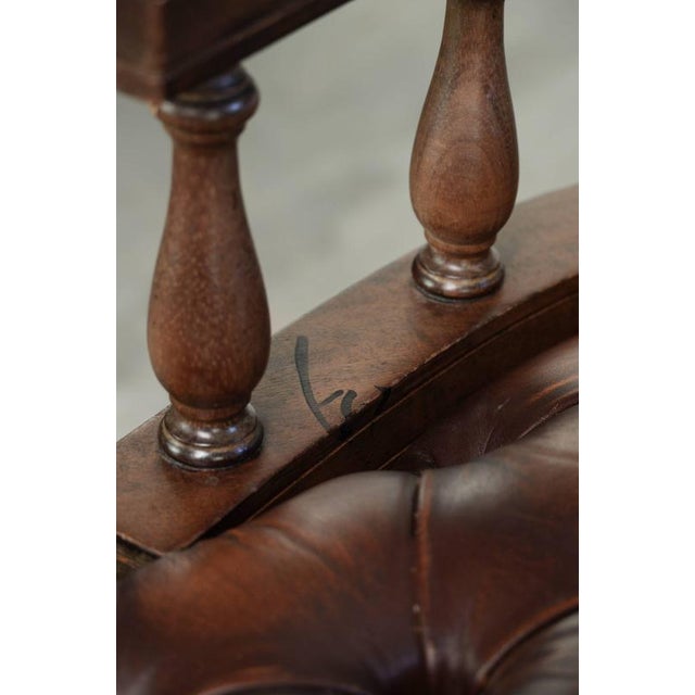 English Cowhide Chesterfield Swivel and Tilt Button Office Chair For Sale - Image 13 of 16