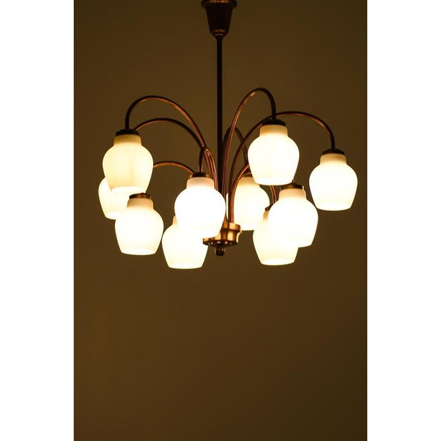 Ceiling Lamp in Brass and Glass from Ansgar Fog & Erik Mørup, 1940s For Sale - Image 6 of 8