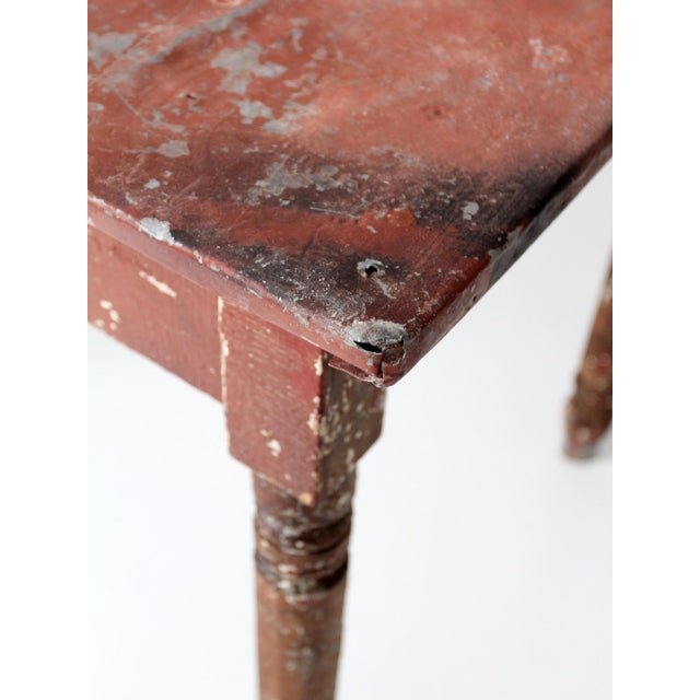 Red Antique Painted Farmhouse Table With Metal Top For Sale - Image 8 of 18