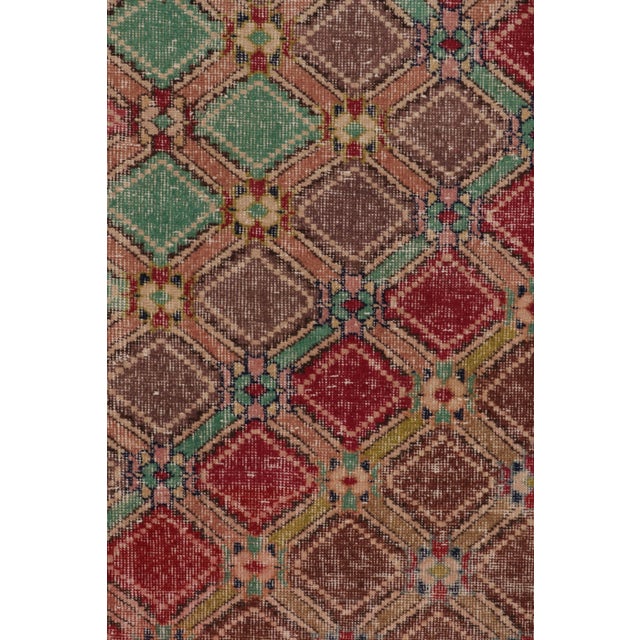 Vintage Distressed Rug, Multicolor Geometric Medallion Pattern - Rug & Kilim For Sale In New York - Image 6 of 8